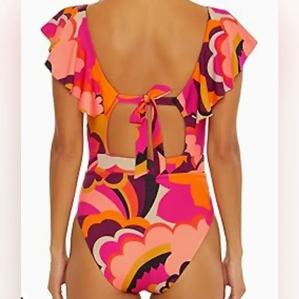 Trina Turk FAN FAIRE RUFFLE PLUNGE 1 PIECE Swimsuit